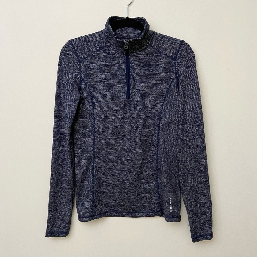 Head Blue 1/4 Zip Athletic Long Sleeve Workout Gym Top